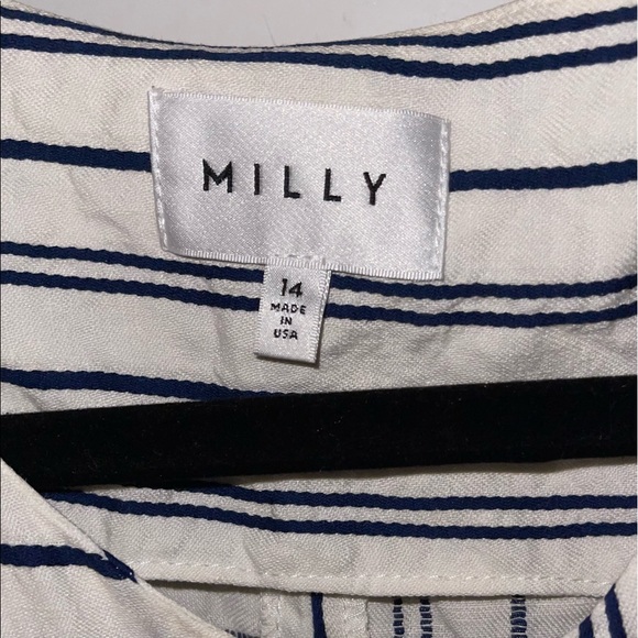 Milly White Navy Blue Stripe Sleeveless Dress - Picture 3 of 3